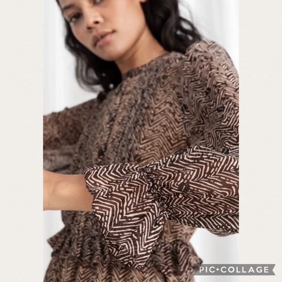 :Price Firm: & Other Stories Zig Zag Ruffled Mini Dress - Picture 3 of 9